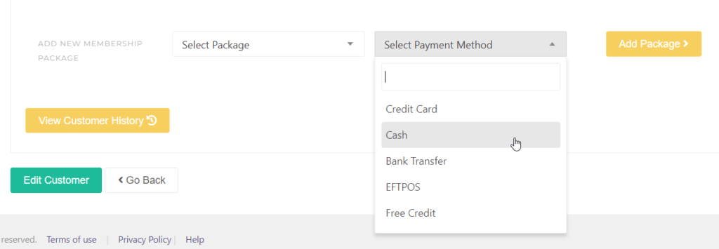 Add New Package to Customer Payment Method - KRIYA Software