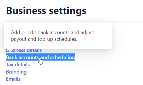 Bank Account and Scheduling in Stripe