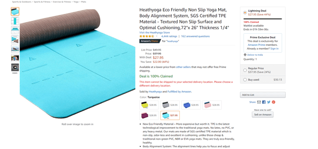 TPE yoga mat  Heathyoga TPE Body Alignment System Non Slip Yoga Mat