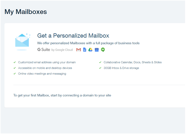  Wix’s Premium Plans don't include mailboxes, which can be purchased separately.