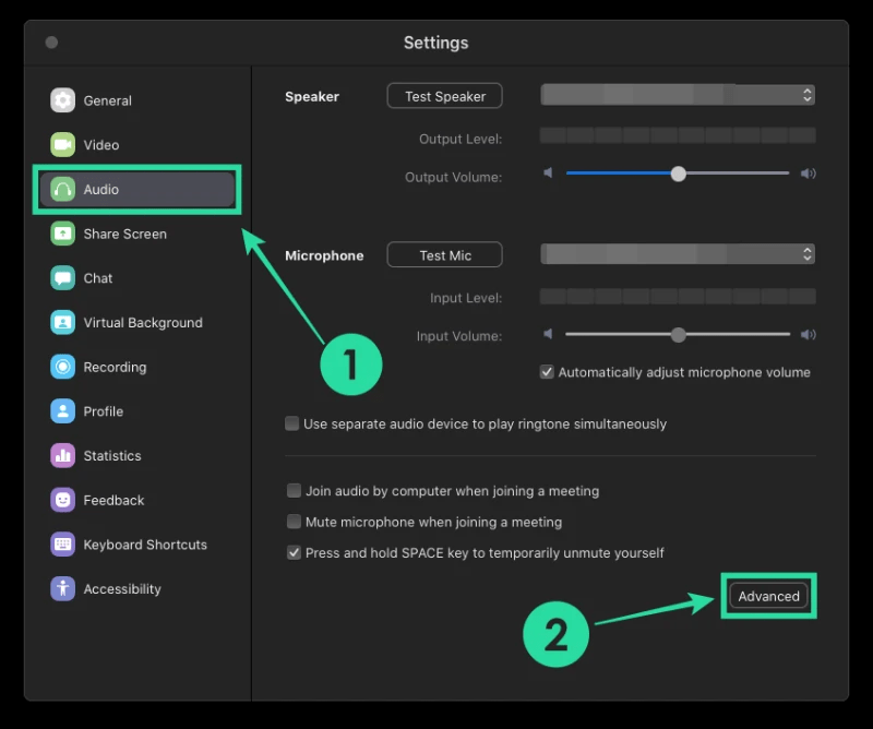 How to get noise cancellation on when recording in Zoom