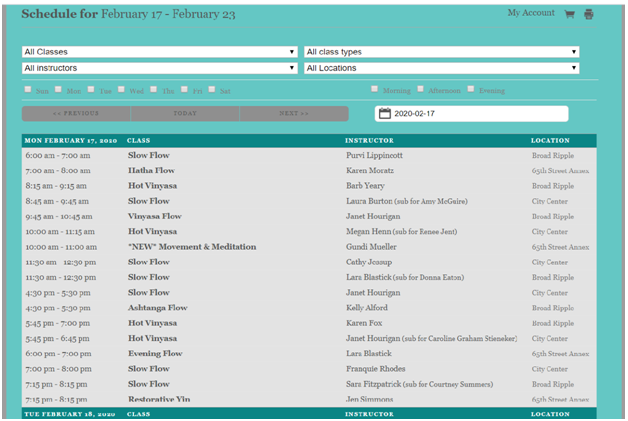 Yoga Class Scheduling software