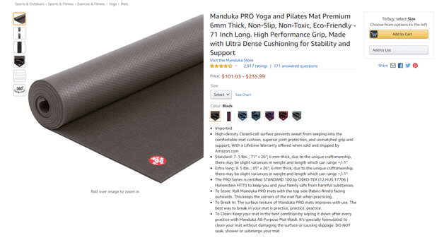 Manduka PRO Yoga Mat – Premium 6mm Thick Mat, Eco Friendly, Oeko