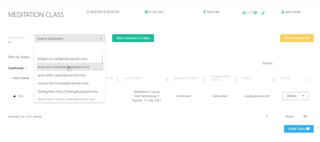 Open Class Attendance and Add Student to Class