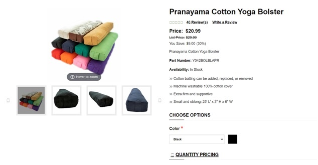 Pranayam Yoga bolster