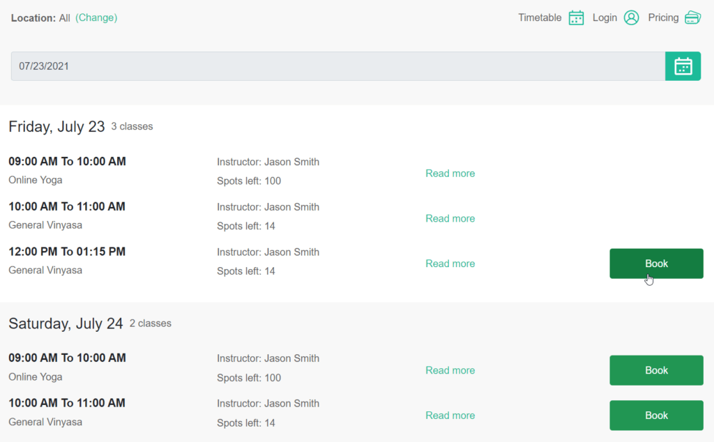 Studio Schedule and Timetable Widget