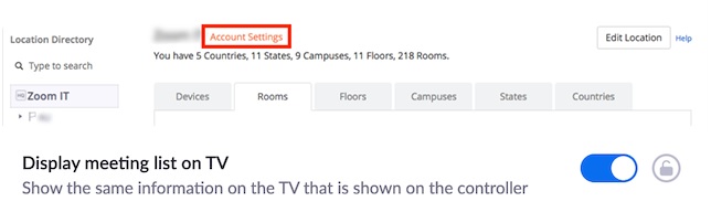 Configuring all Zoom Rooms to Display Meeting List on TV