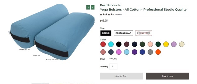 bean product yoga bolster