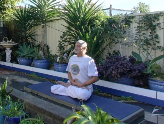 mediation on bench garden