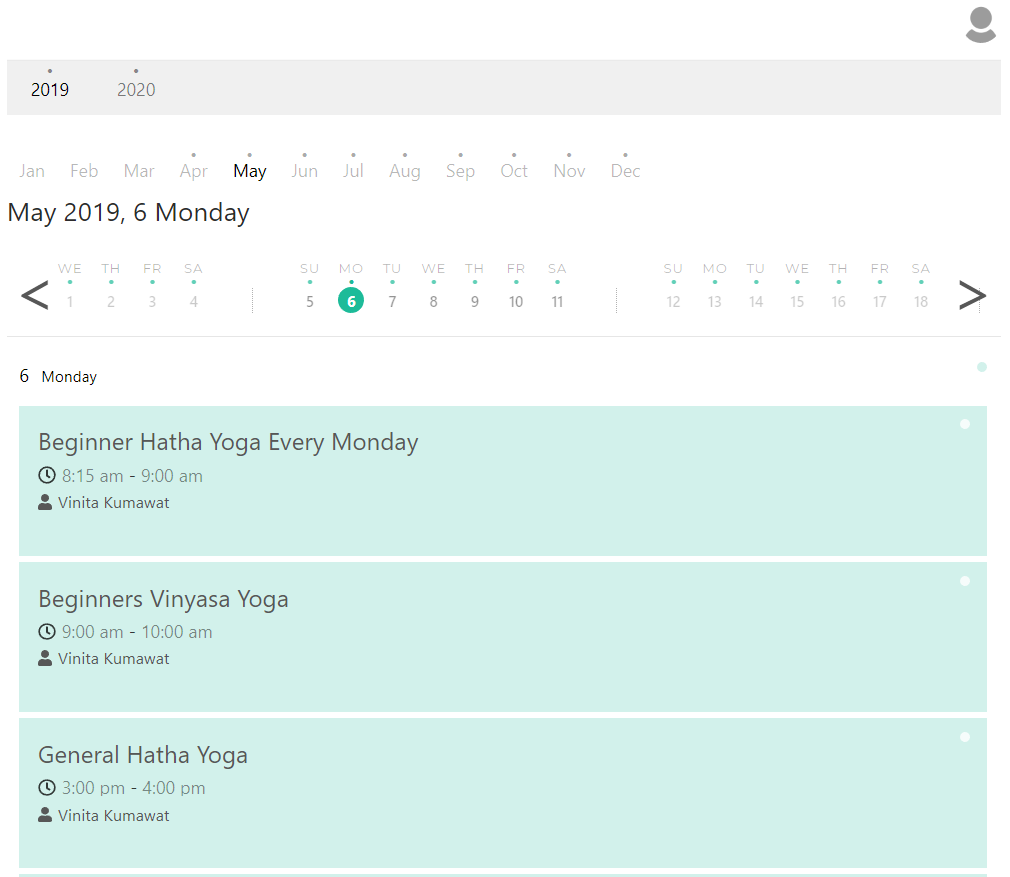 my studio monday class calendar KRIYA Cost Effective Studio Class Calendar on Monday