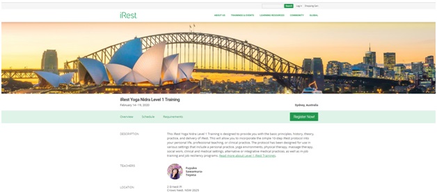 Where to do iRest course in Australia 2020?