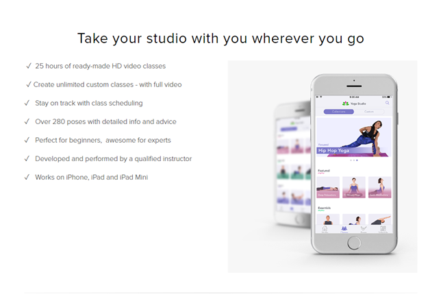 yoga studio app features