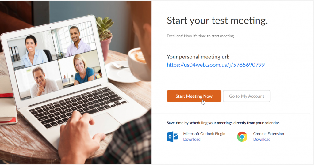 Zoom start your first meet create your meeting url and invite participants